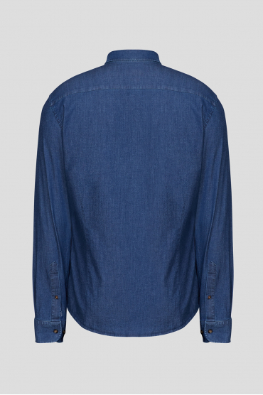 Мужская темно-синяя джинсовая рубашка - 2