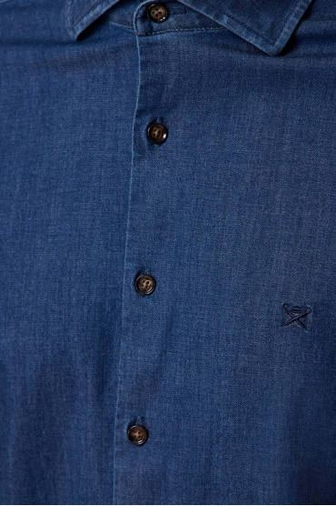Мужская темно-синяя джинсовая рубашка - 4