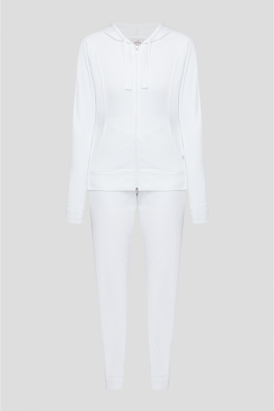 Женский белый спортивный костюм (худи, брюки) - 1