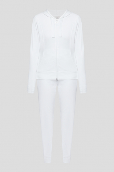 Жіночий білий спортивний костюм (худі, брюки) - 1