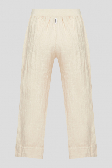 Жіночі бежеві лляні брюки - 2