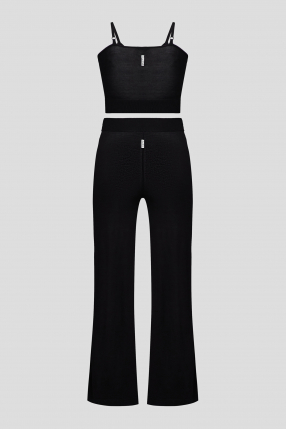 Женский черный костюм (топ, брюки) 1