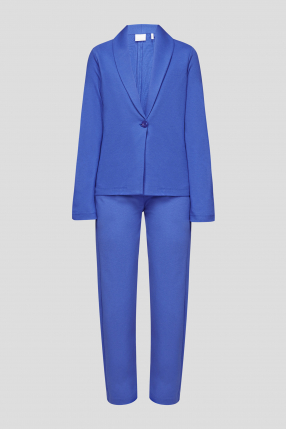 Женский синий костюм (жакет, брюки)