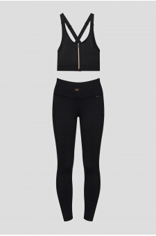 Жіночий чорний спортивний костюм (топ, легінси)