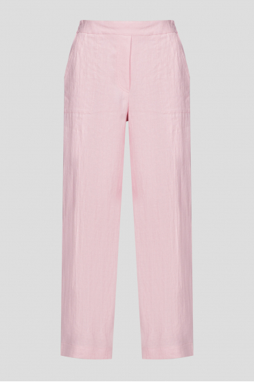 Женские розовые льняные брюки - 1