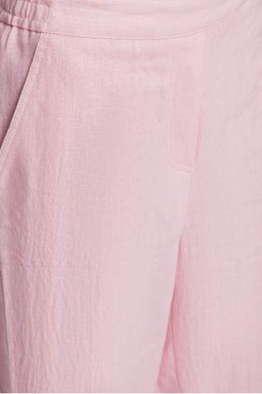 Женские розовые льняные брюки - 3