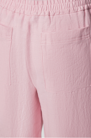 Женские розовые льняные брюки - 4