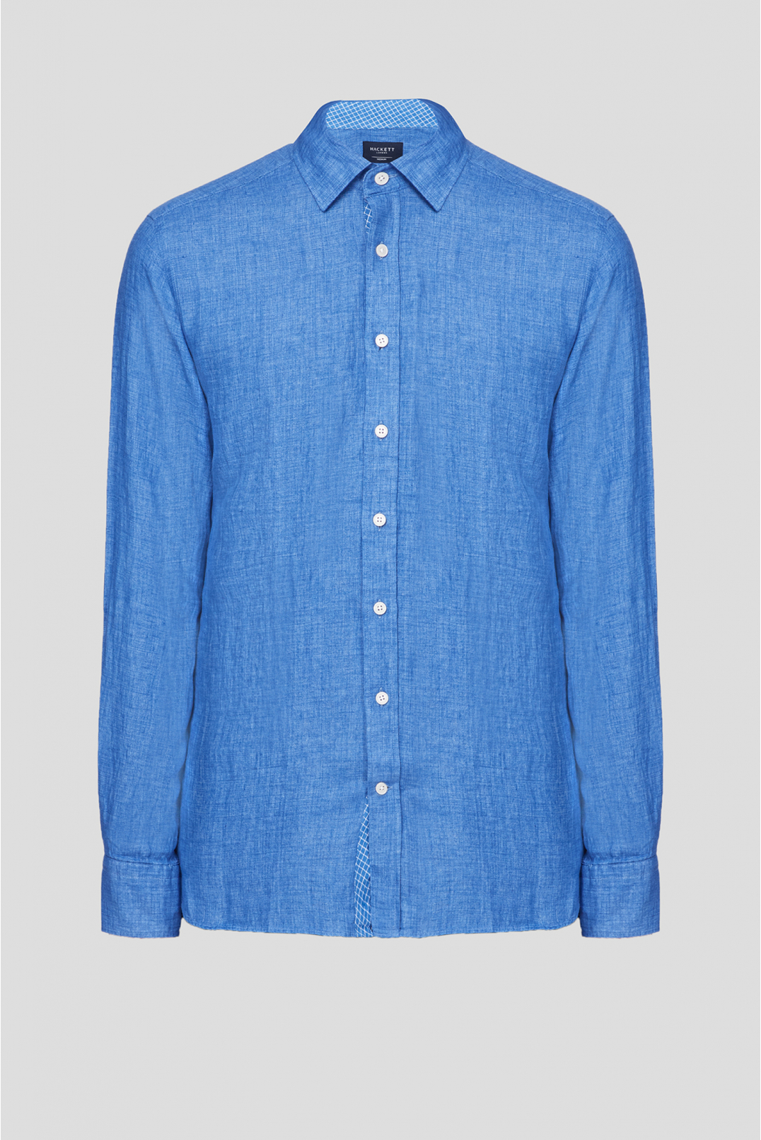 Мужская синяя льняная рубашка - 1