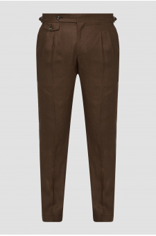 Мужские коричневые льняные брюки