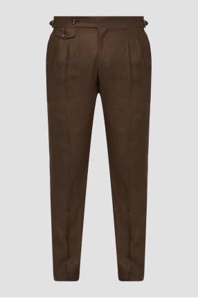 Мужские коричневые льняные брюки
