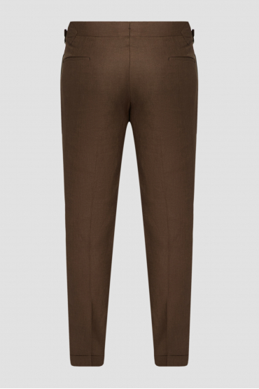 Чоловічі коричневі лляні брюки - 2
