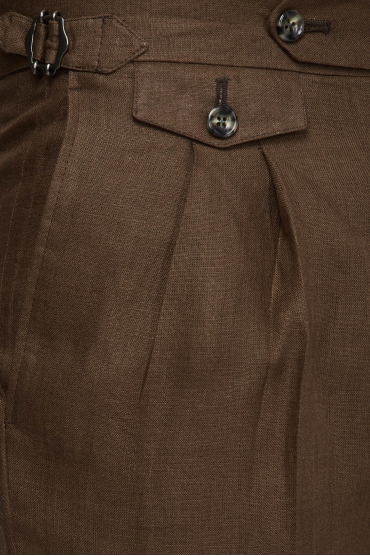 Мужские коричневые льняные брюки - 4