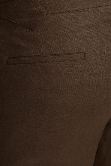 Мужские коричневые льняные брюки - 3