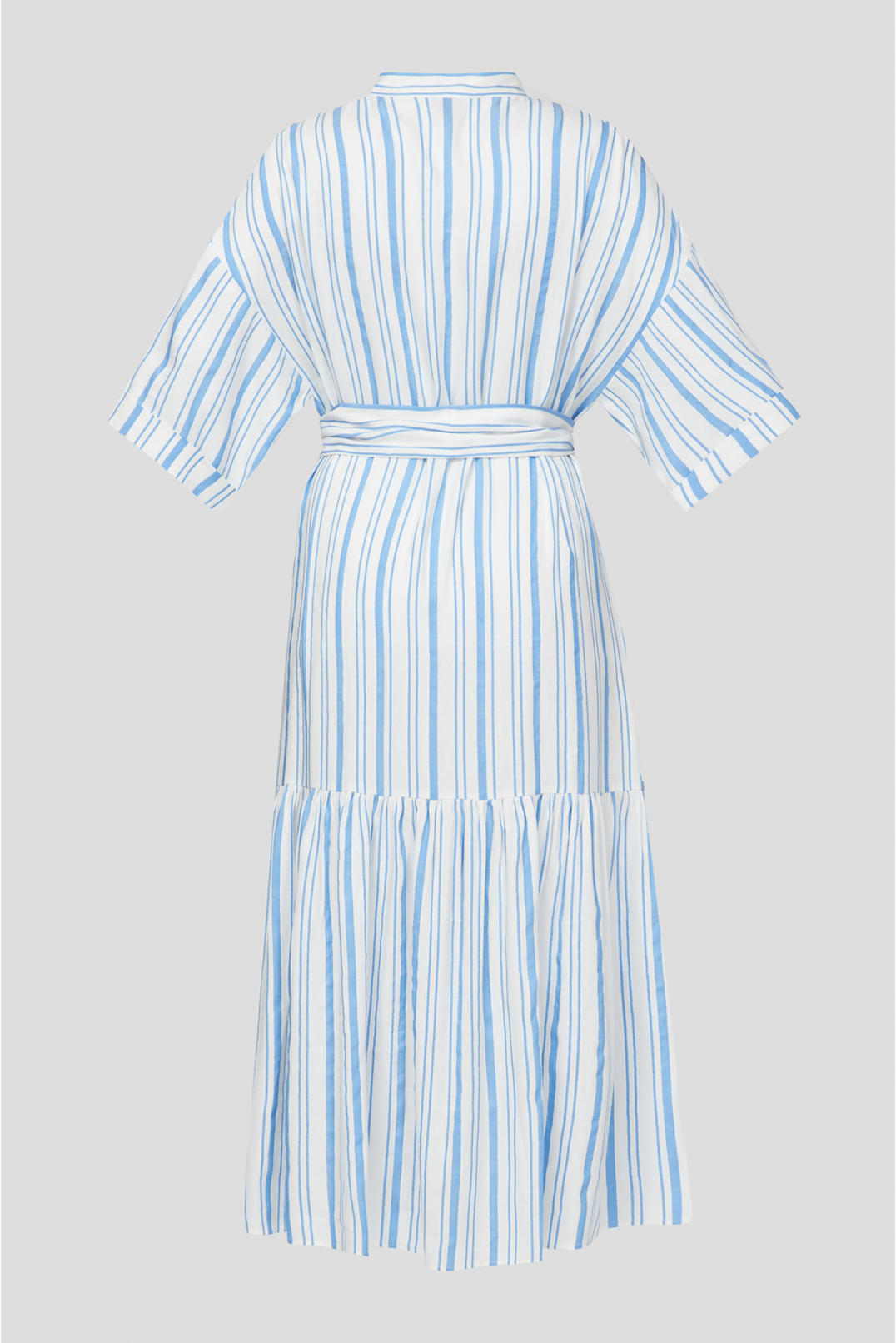 Женское белое льняное платье в полоску - 2