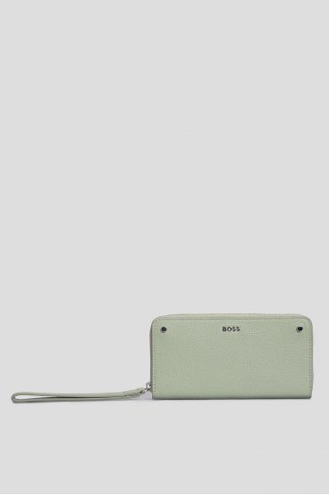 Жіночий оливковий шкіряний гаманець - 3