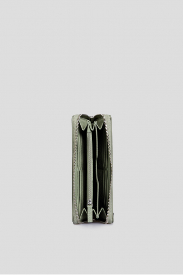 Жіночий оливковий шкіряний гаманець - 4