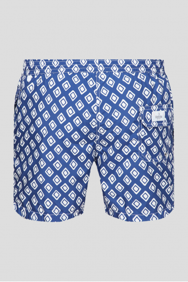 Мужские синие плавательные шорты с узором - 2