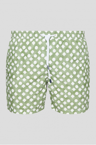 Чоловічі зелені плавальні шорти з візерунком - 1