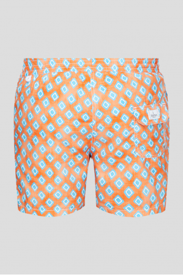 Мужские оранжевые плавательные шорты с узором - 2
