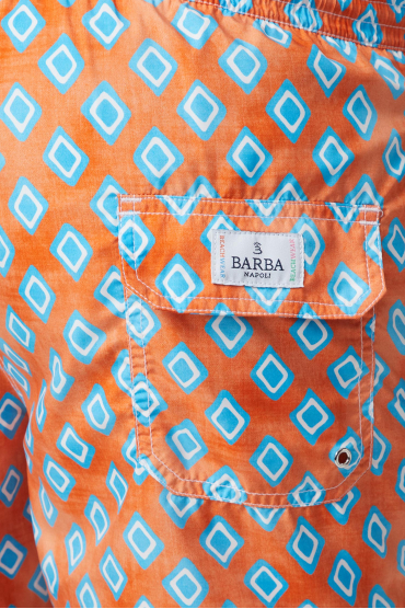 Мужские оранжевые плавательные шорты с узором - 4