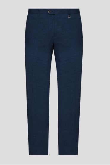 Чоловічі темно-сині лляні брюки - 1