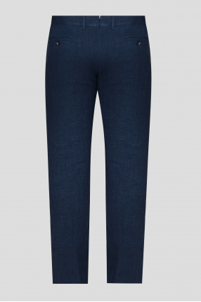 Мужские темно-синие льняные брюки 1