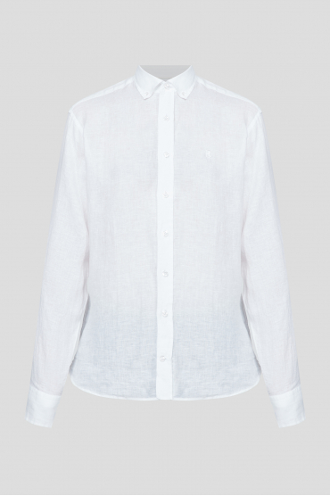 Мужская белая льняная рубашка - 1