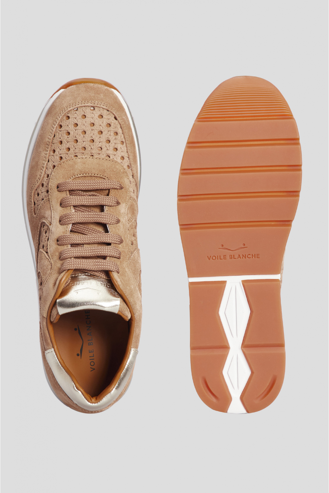 Жіночі коричневі замшеві кросівки - 4