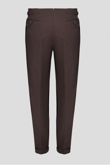 Мужские коричневые льняные брюки - 2