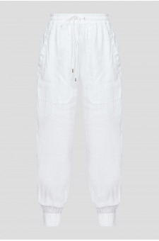 Женские белые льняные брюки