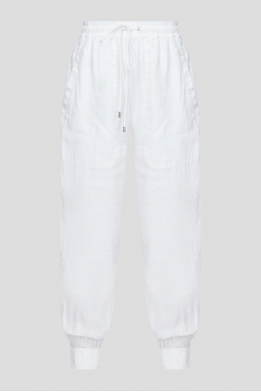 Женские белые льняные брюки