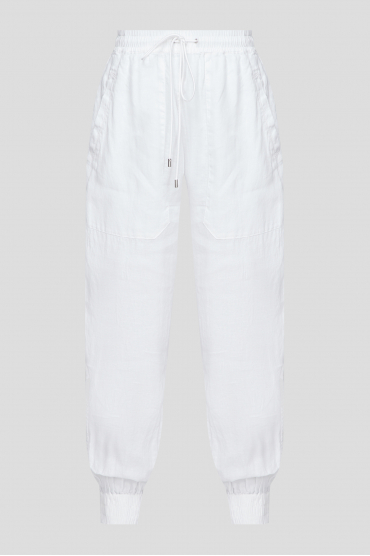 Женские белые льняные брюки - 1