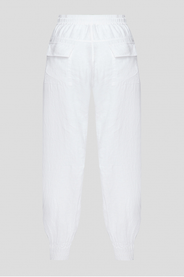 Женские белые льняные брюки - 2