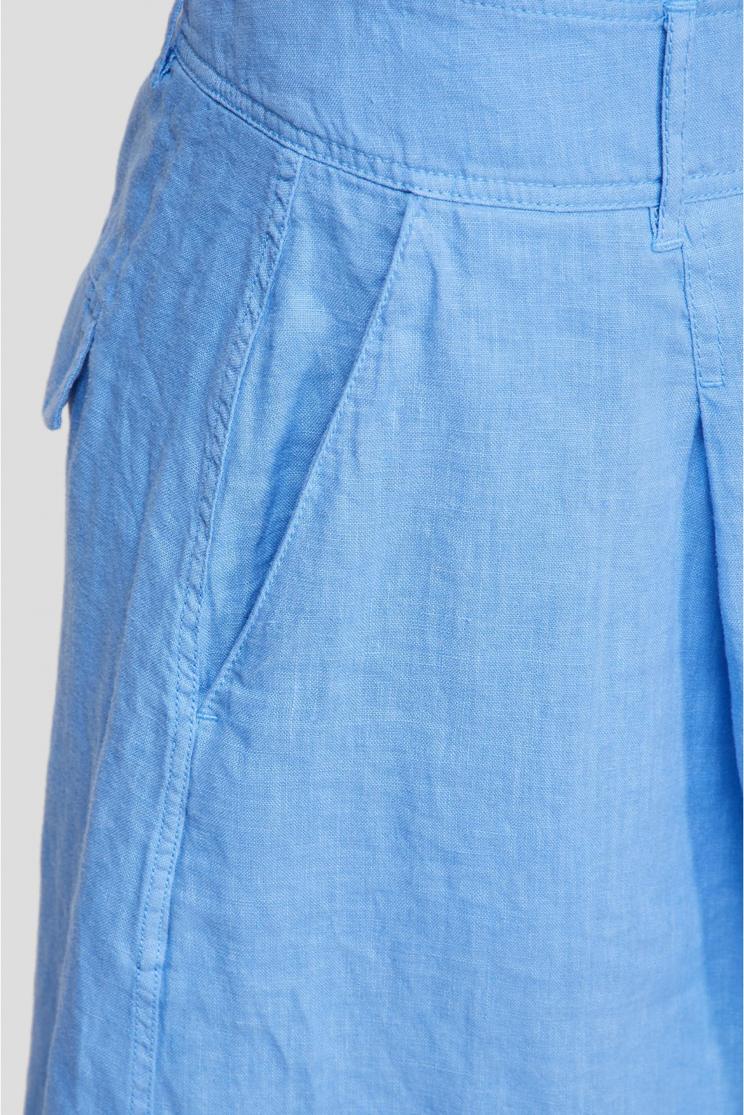 Женские голубые льняные шорты - 4