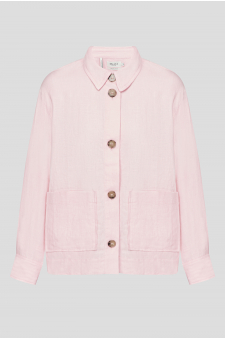 Женская розовая льняная рубашка