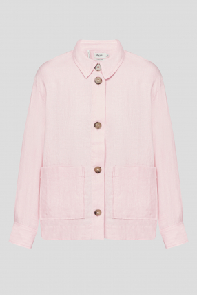 Женская розовая льняная рубашка