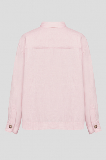 Женская розовая льняная рубашка - 2