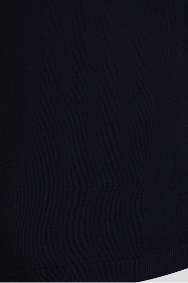 Чоловічий темно-синій вовняний джемпер з коротким рукавом - 3