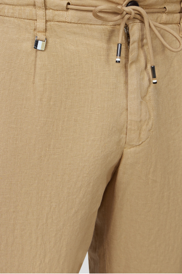 Мужские бежевые льняные брюки - 4