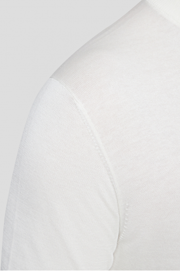 Чоловічий білий шовковий джемпер з коротким рукавом - 3