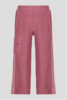 Женские розовые льняные брюки
