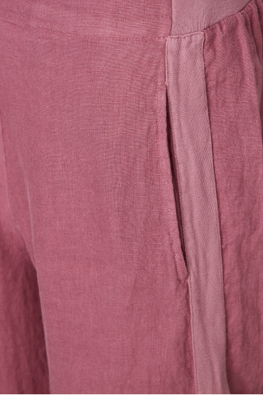 Женские розовые льняные брюки - 4