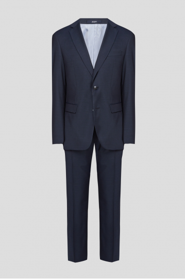 Мужской темно-синий шерстяной костюм (пиджак, брюки) - 1