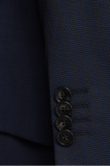 Мужской темно-синий шерстяной костюм (пиджак, брюки) - 3