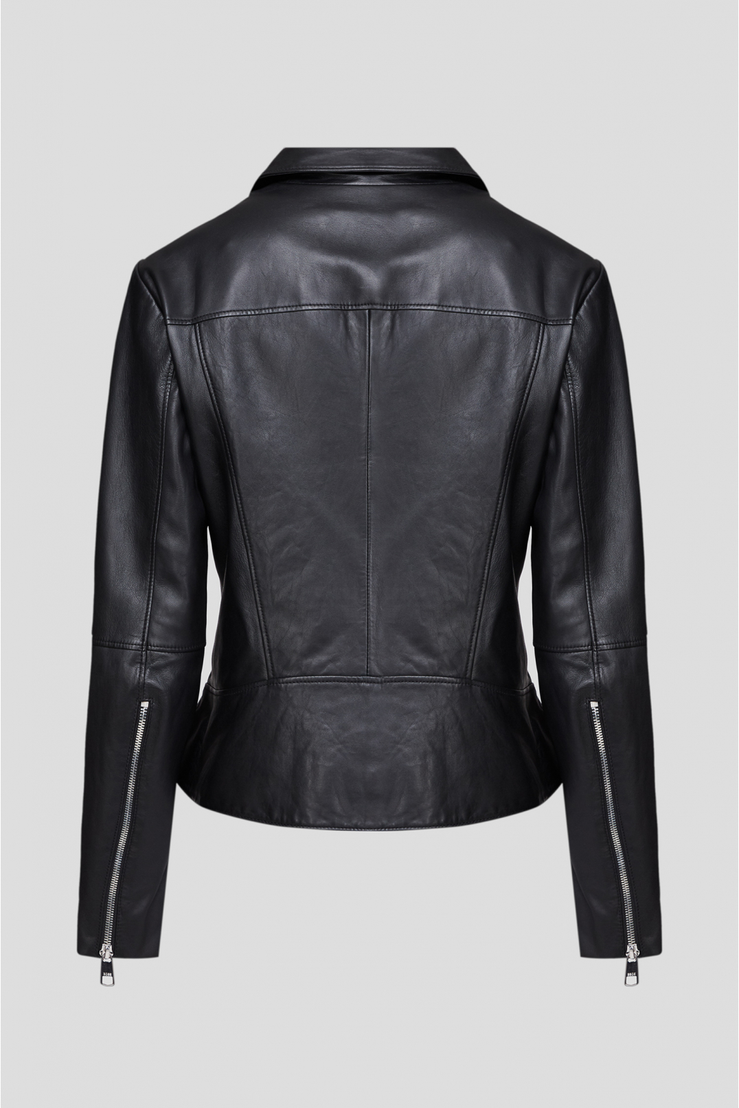 Жіноча чорна шкіряна куртка - 2
