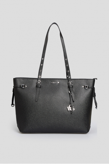 Женская черная кожаная сумка  - 1