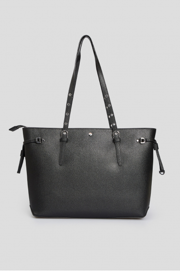 Женская черная кожаная сумка  - 3