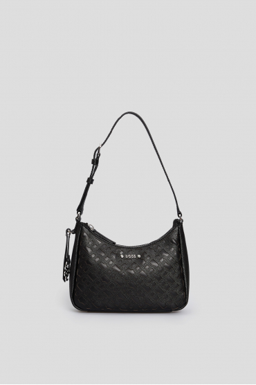 Женская черная кожаная сумка с узором - 1