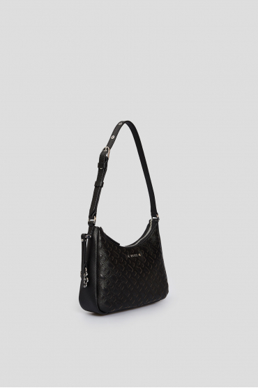 Женская черная кожаная сумка с узором - 2