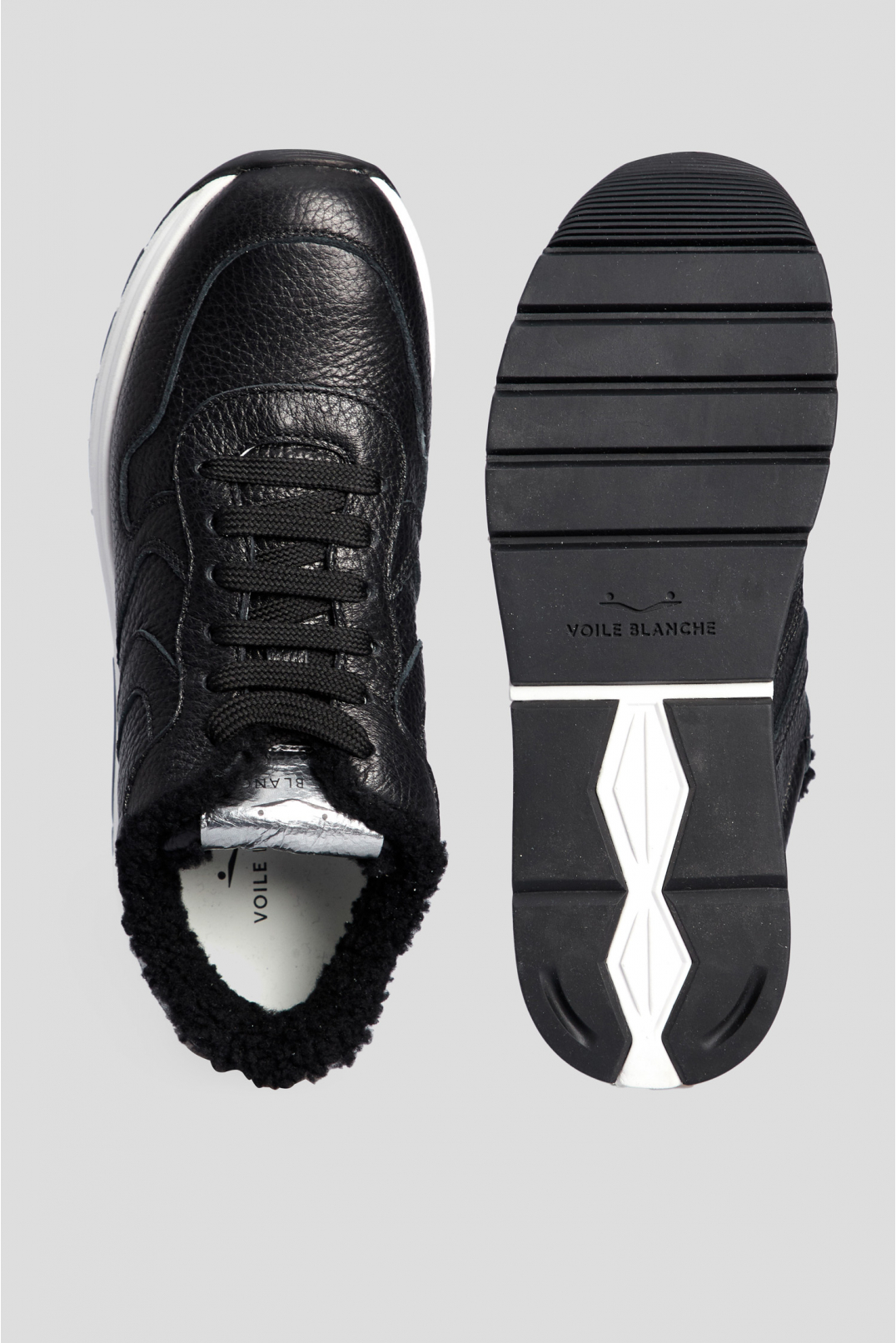 Женские черные кожаные кроссовки - 4